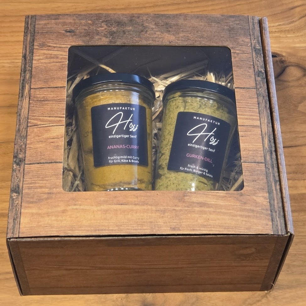 handgemachter Senf in Geschenkspackung