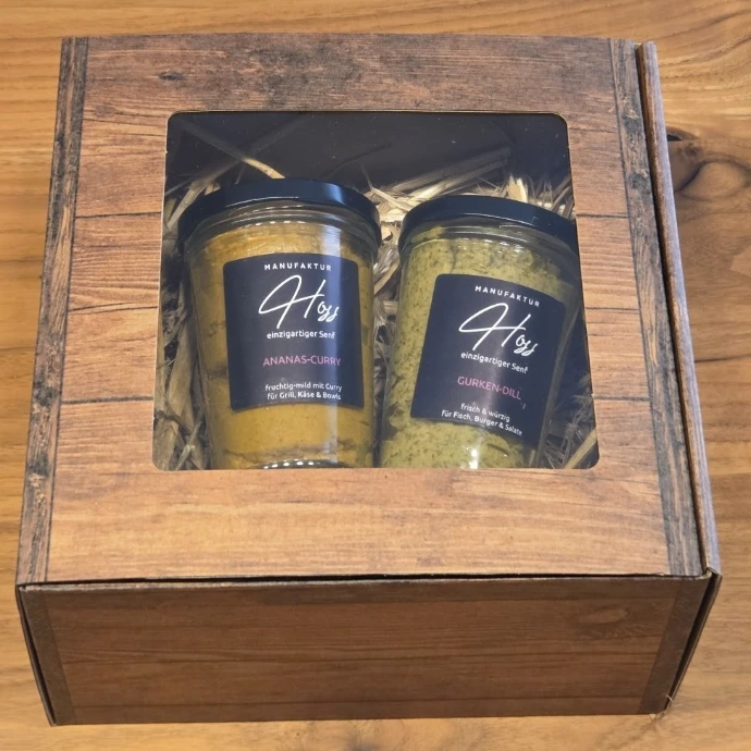 handgemachter Senf in Geschenkspackung